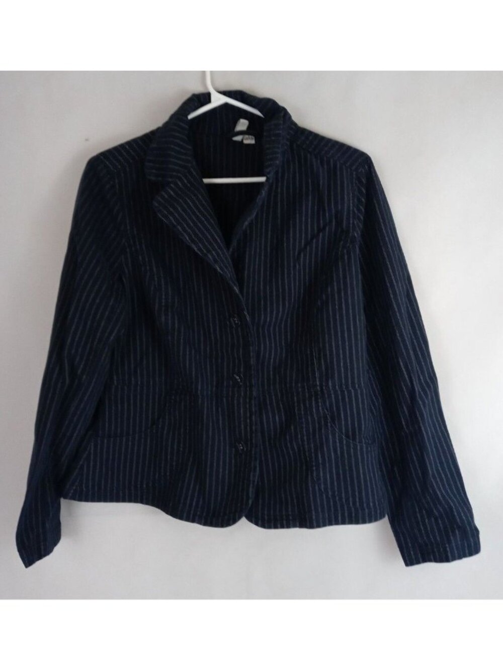 St. John's Bay Stretch Black Striped Blazer Jacket Size Large